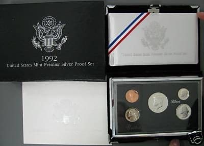 1992 Silver Premier Proof Coin Set US Mint  