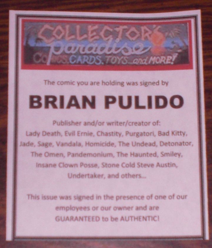 CHASTITY Heartbreaker #1   Signed Brian Pulido With COA  