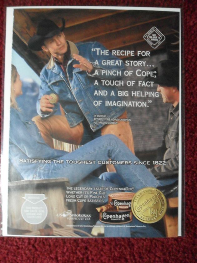   Ad Copenhagen Smokeless Tobacco ~ Ty Murray Rodeo Cowboy Stable Chat