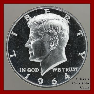 1964 Heavily Accented Hair Proof Silver Kennedy Half  