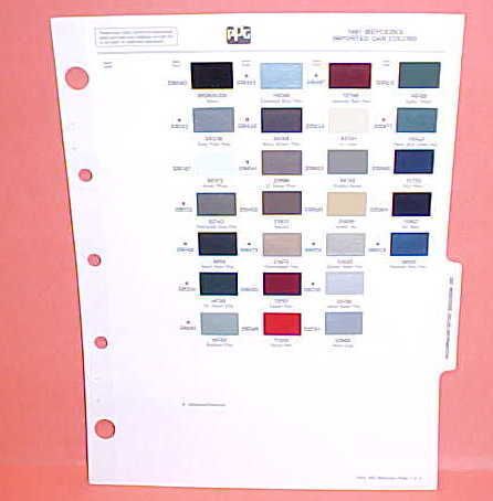 1987 MERCEDES PAINT CHIPS COLOR CHART GUIDE BOOK 87  