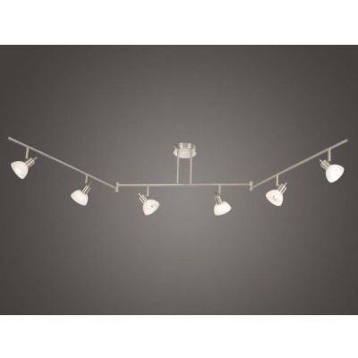 NEW 6 Light Track Spot Lighting Fixture, Satin Nickel, White Frosted 