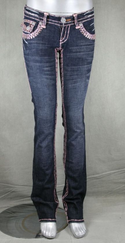 Laguna Beach Jeans Womens Embroidered Pocket w/ 2G PINK Crystals 