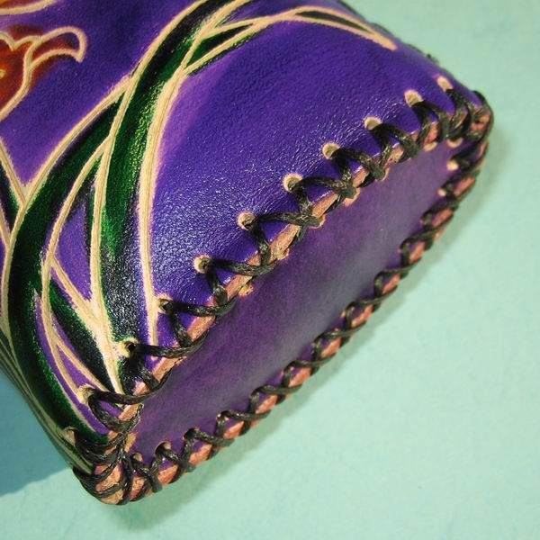 Leather Coin Change Purse Bag Wallet Butterfly & Flower  