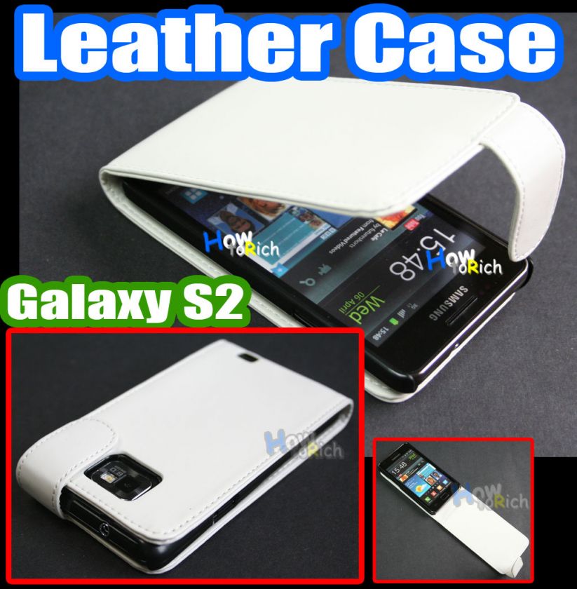White Flip Leather Case Cover Pouch for Samsung Galaxy S2 S 2 ii i9100 