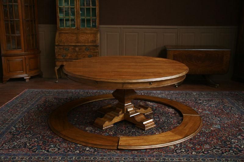 Large round perimeter table. farm table & leaves  