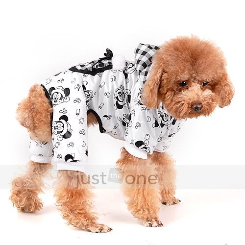 Pet Dog Puppy mickey Lattice Pocket Hoody Jumpsuit Jacket Warm Winter 