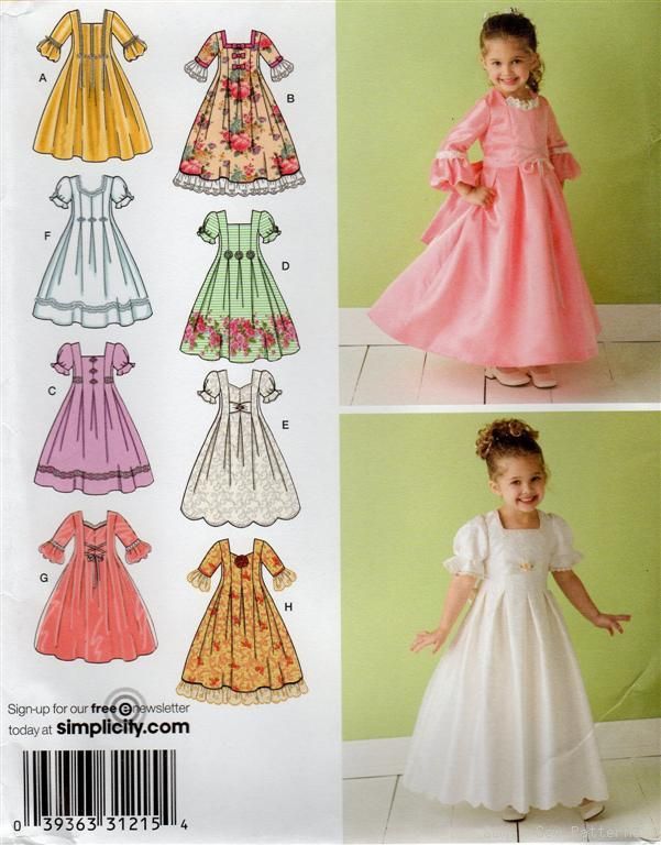   dress in 6 variations. Would make a darling colonial costume as well