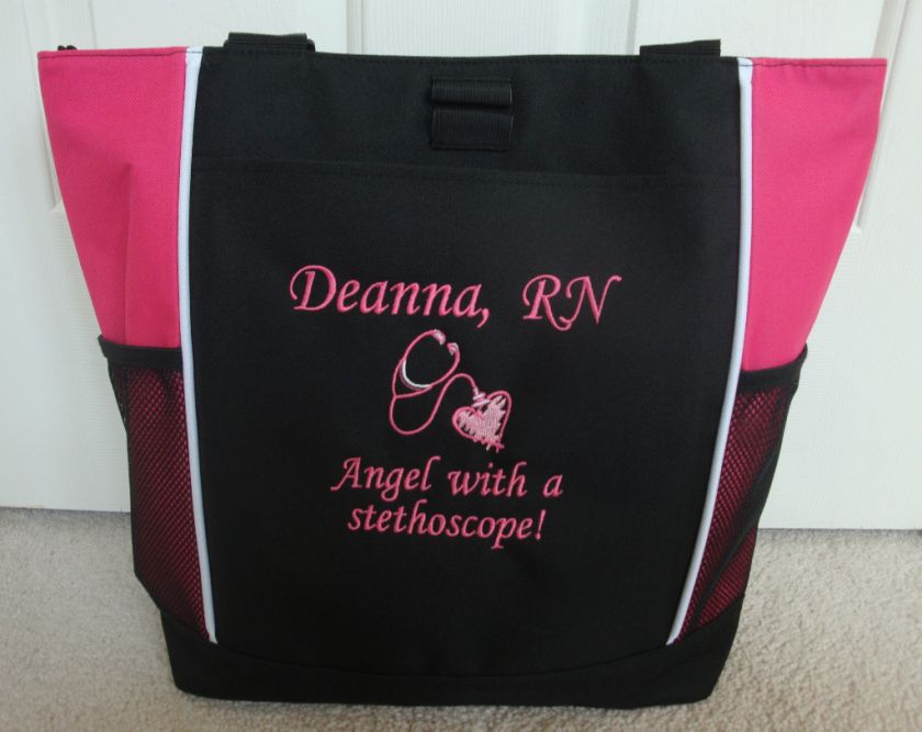 TOTE BAG Personalized Nurse Angel Stethescope RN LPN  