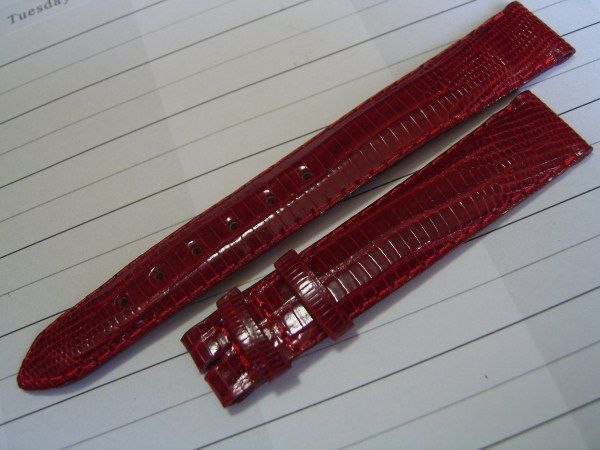 VINTAGE RAYMOND WEIL 16X14MM BURGUNDY LIZARD STRAP BAND  