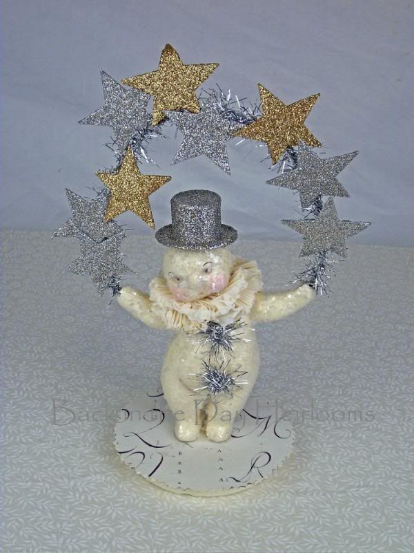 Folk Art Snowman Juggling Stars Figurine Bethany Lowe NEW DF9544 Dee 
