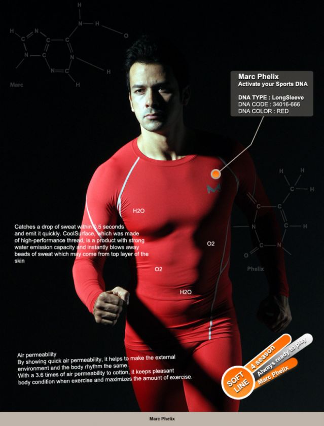 MX34016 666]MARC PHELIX COMPRESSION SHIRTS MUSCLE BASELAYER GOLF SKIN 