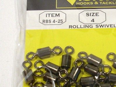   Black Size 4 Rolling Barrel Swivels 25 Count New Fishing Swivel Tackle