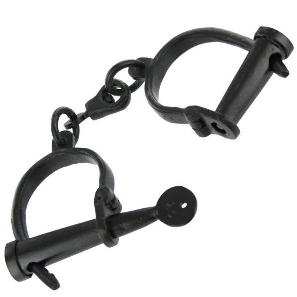 OLD STYLE CAST IRON HANDCUFFS  
