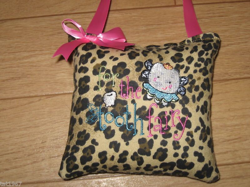 FOR THE TOOTH FAIRY~PILLOW. EMBROIDERED HANDCRAFTED  