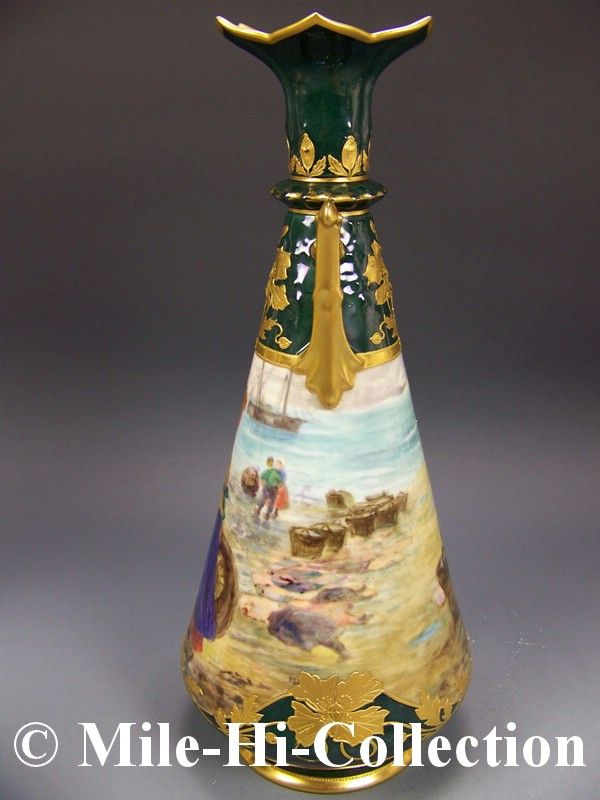 ROYAL VIENNA HAND PAINTED VASE 14 TALL  