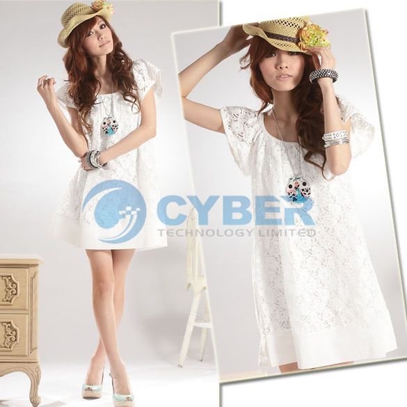 Womens Korea Women Flowers Lace Net Sweet Best Mini Dresses  