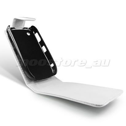LEATHER CASE COVER POUCH FR BLACKBERRY CURVE 8520 WHITE  