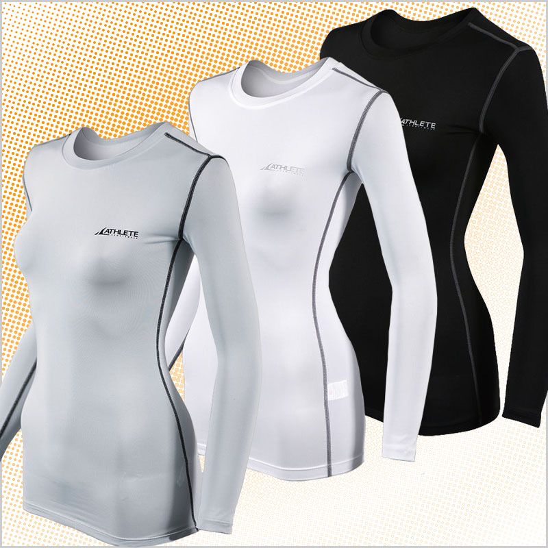   _W04,Long Sleeves Crew Neck Shirts Compression Gear Skin Tops  