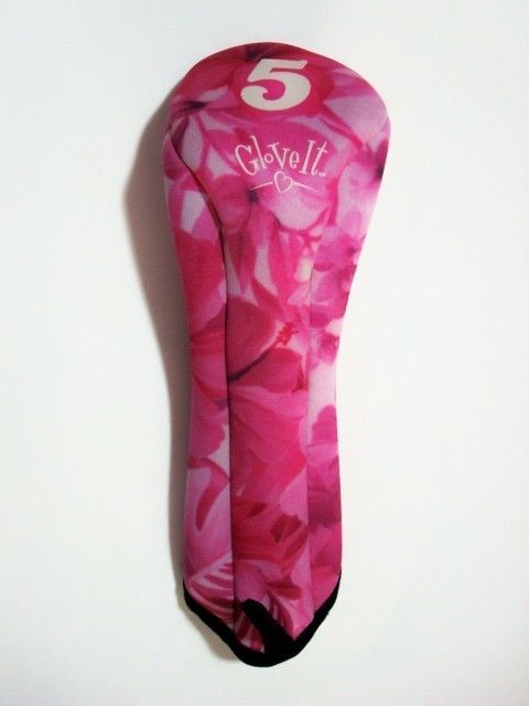   LADIES PINK FLORAL NEOPRENE 5 FAIRWAY WOOD GOLF CLUB HEADCOVER  