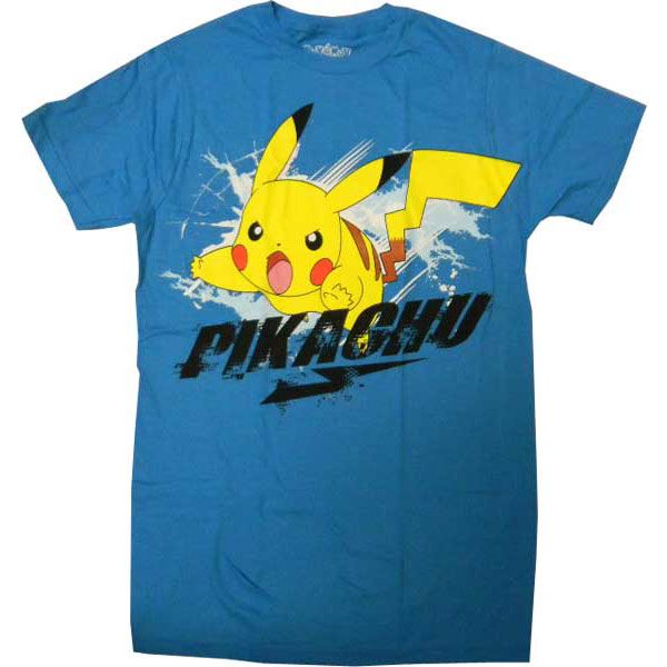 Product Name Pokemon Pikachu Thunderbolt Anime T shirt (Blue)